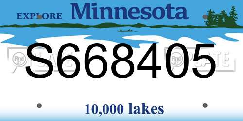 S668405 Minnesota License Plate