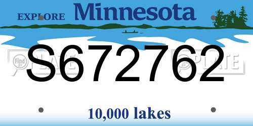 S672762 Minnesota License Plate