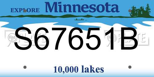 S67651B Minnesota License Plate