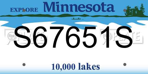 S67651S Minnesota License Plate