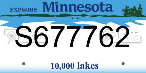 S677762 Minnesota License Plate