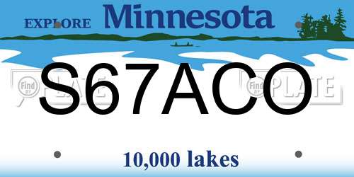 S67ACO Minnesota License Plate