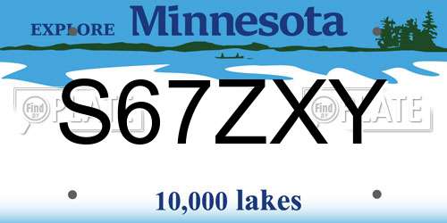 S67ZXY Minnesota License Plate