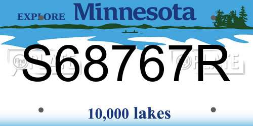 S68767R Minnesota License Plate