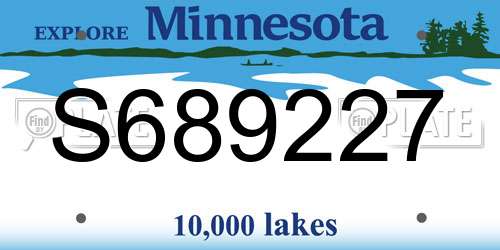 S689227 Minnesota License Plate