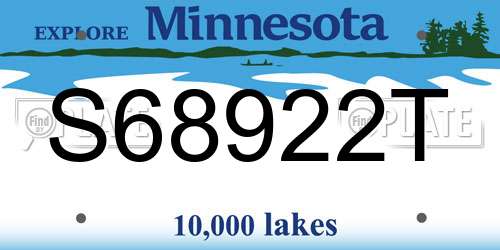 S68922T Minnesota License Plate