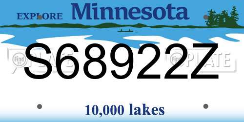 S68922Z Minnesota License Plate