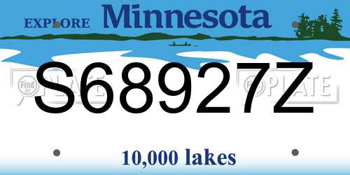 S68927Z Minnesota License Plate