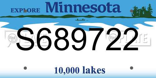 S689722 Minnesota License Plate