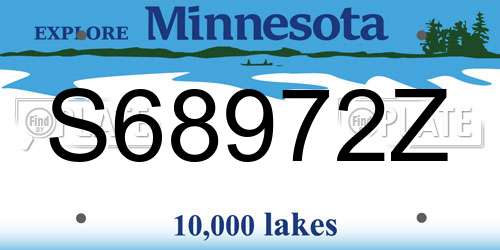 S68972Z Minnesota License Plate
