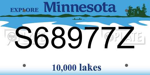 S68977Z Minnesota License Plate