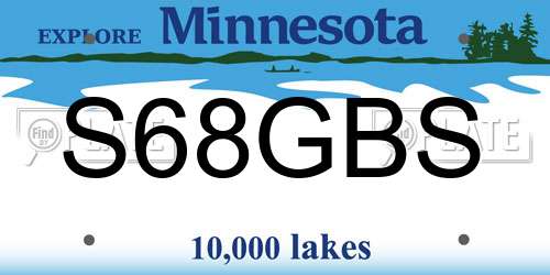 S68GBS Minnesota License Plate