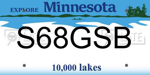 S68GSB Minnesota License Plate