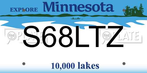 S68LTZ Minnesota License Plate
