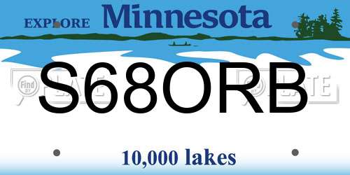 S68ORB Minnesota License Plate