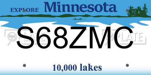 S68ZMC Minnesota License Plate
