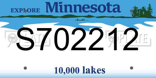 S702212 Minnesota License Plate