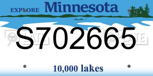 S702665 Minnesota License Plate
