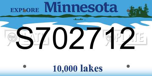 S702712 Minnesota License Plate