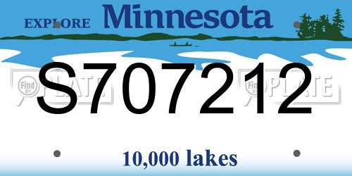 S707212 Minnesota License Plate