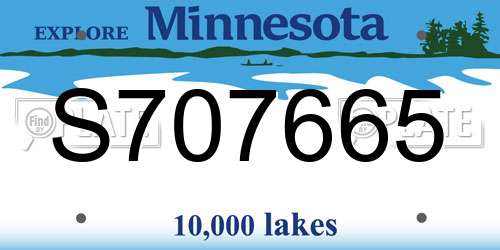 S707665 Minnesota License Plate
