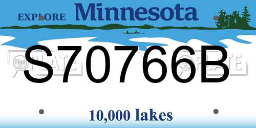 S70766B Minnesota License Plate