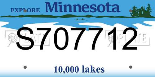 S707712 Minnesota License Plate
