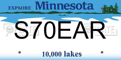 S70EAR Minnesota License Plate