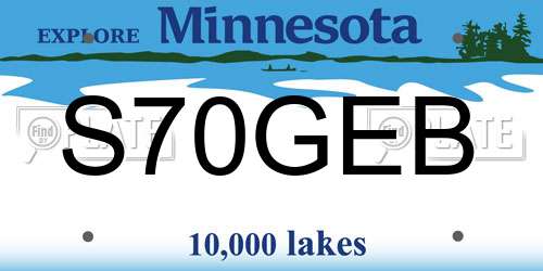 S70GEB Minnesota License Plate