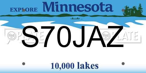 S70JAZ Minnesota License Plate