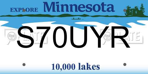 S70UYR Minnesota License Plate