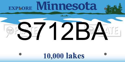 S712BA Minnesota License Plate