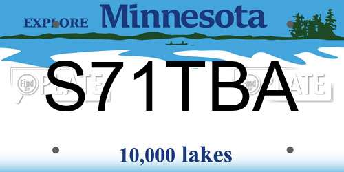 S71TBA Minnesota License Plate