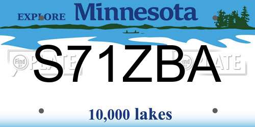 S71ZBA Minnesota License Plate