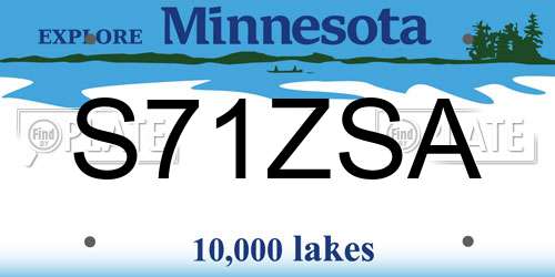 S71ZSA Minnesota License Plate