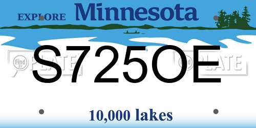 S725OE Minnesota License Plate