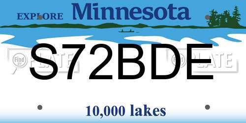 S72BDE Minnesota License Plate