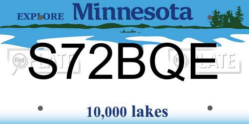 S72BQE Minnesota License Plate