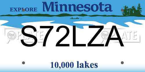 S72LZA Minnesota License Plate