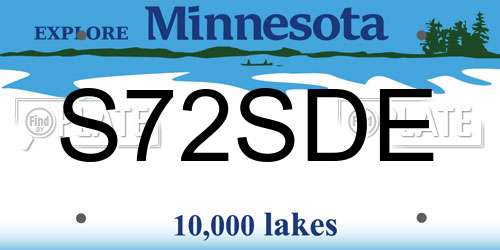 S72SDE Minnesota License Plate