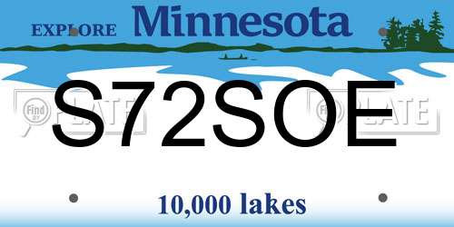 S72SOE Minnesota License Plate
