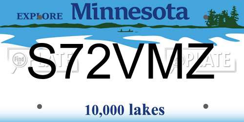 S72VMZ Minnesota License Plate