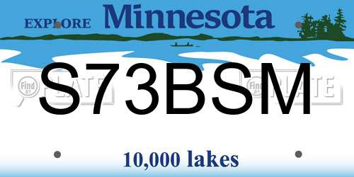 S73BSM Minnesota License Plate
