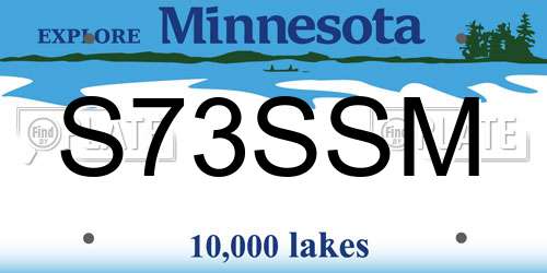 S73SSM Minnesota License Plate