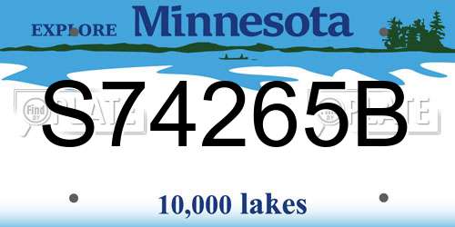 S74265B Minnesota License Plate