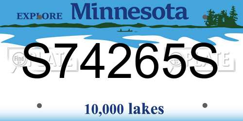 S74265S Minnesota License Plate