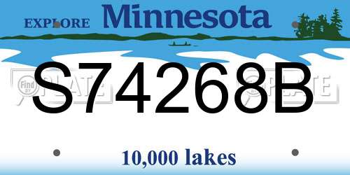 S74268B Minnesota License Plate