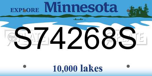 S74268S Minnesota License Plate