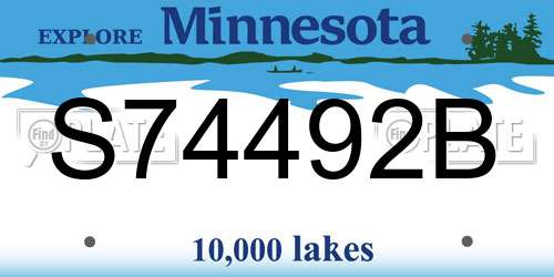 S74492B Minnesota License Plate