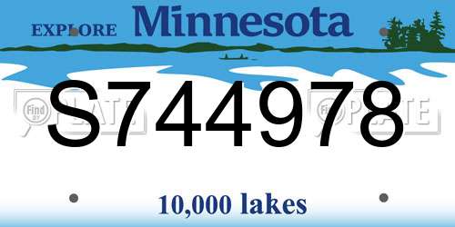 S744978 Minnesota License Plate